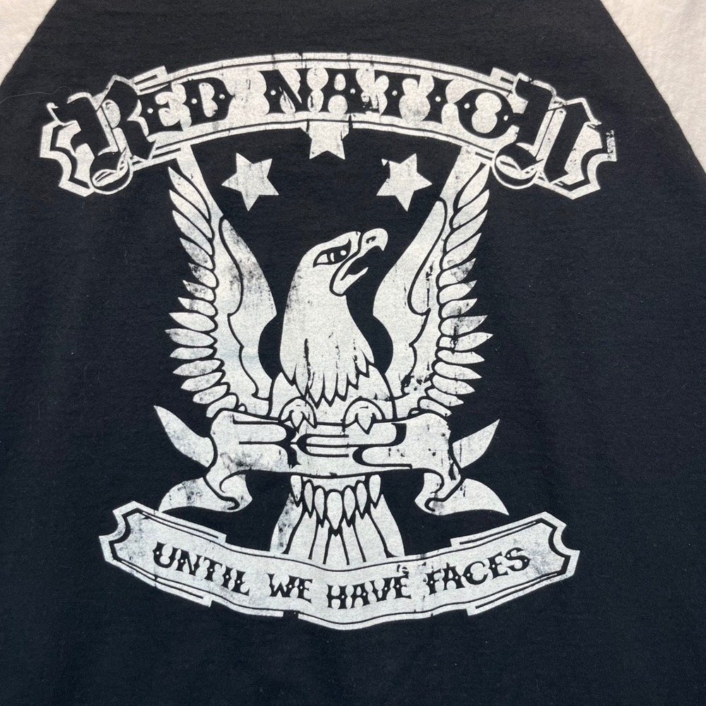 Champion Red Nation Until We Have Faces Raglan Baseball Tee Black White Large